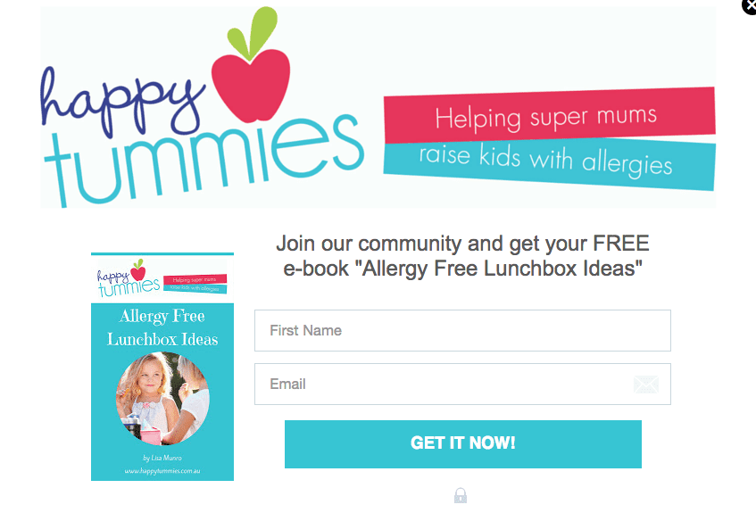 Another great example of a pop-up opt-in for a product-based signature freebie or customer magnet (otherwise known as a lead magnet).